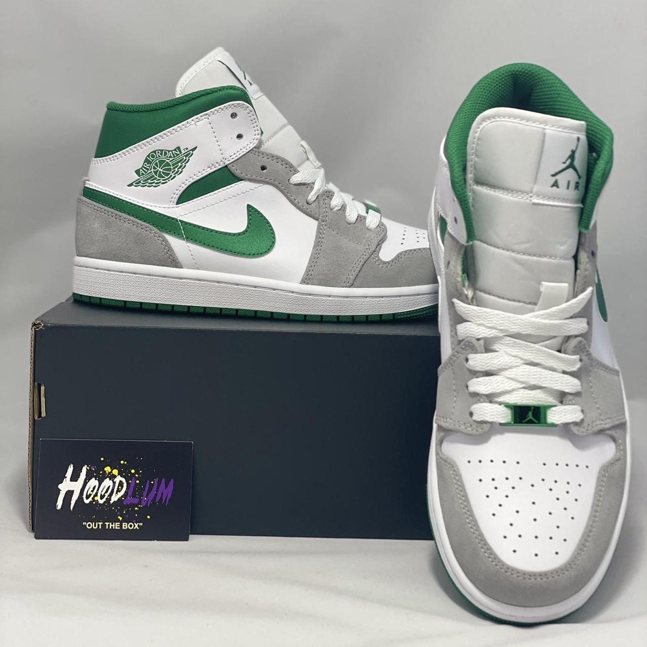 green & white jordans