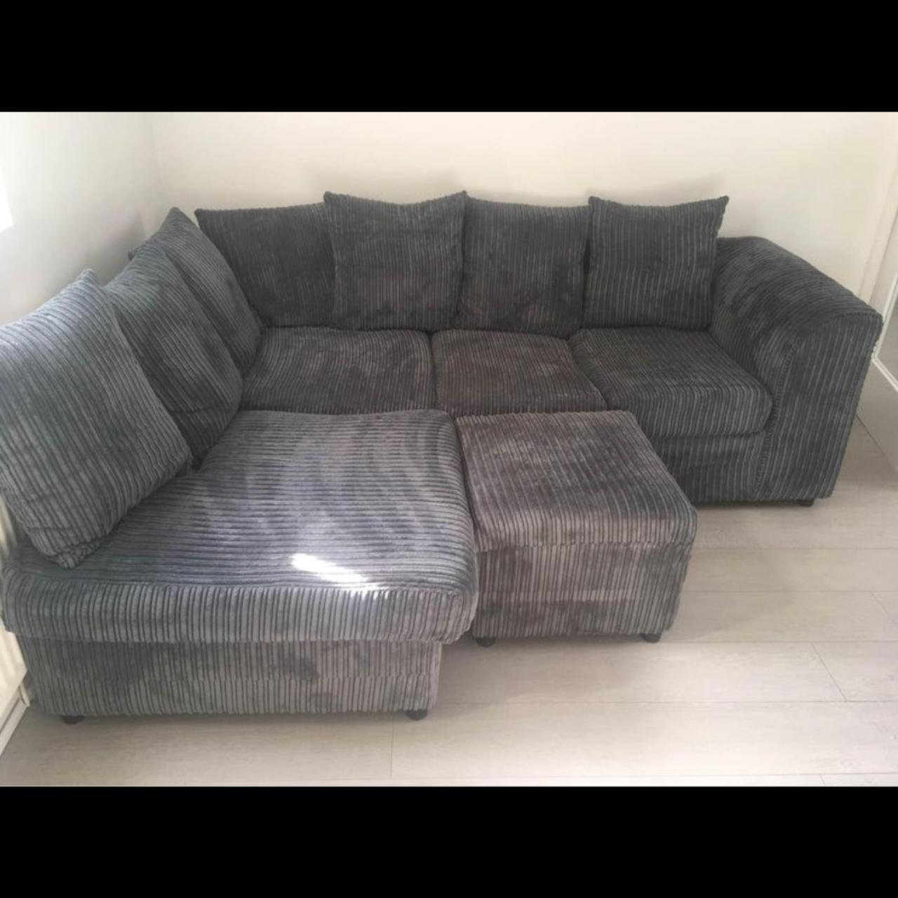 Grey cord corner sofa Used good condition Broken... Depop