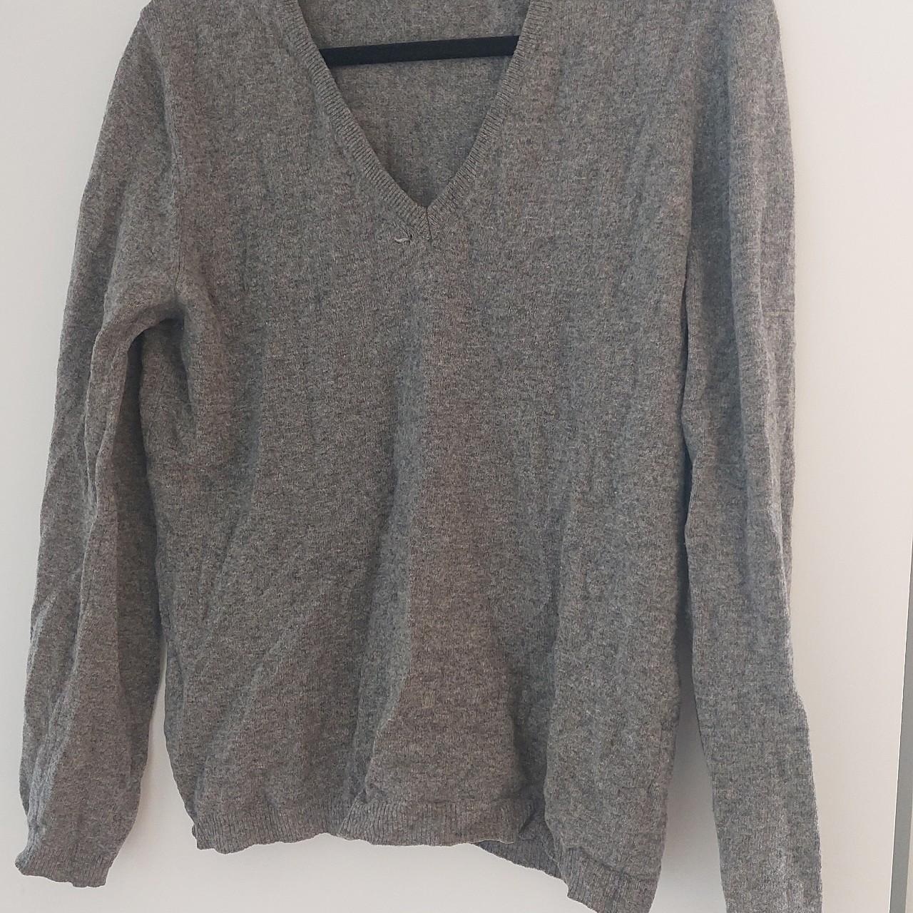 Grey wool United Colours of Benetton jumper - Depop