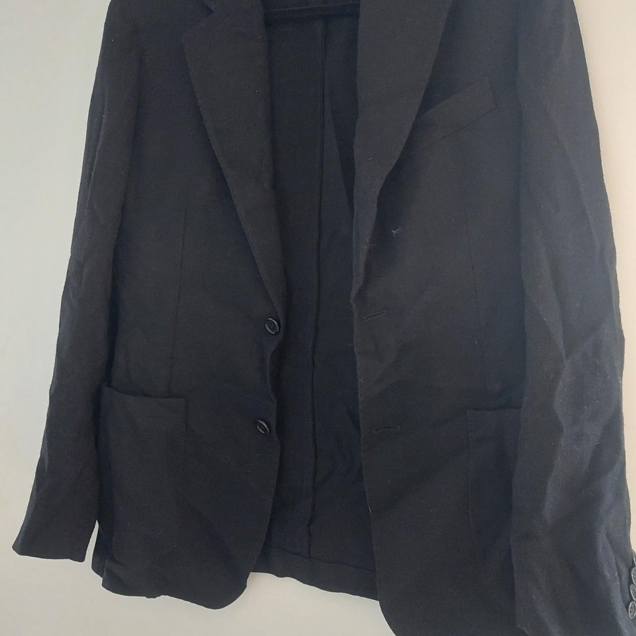 Black linen look men's jacket - Depop