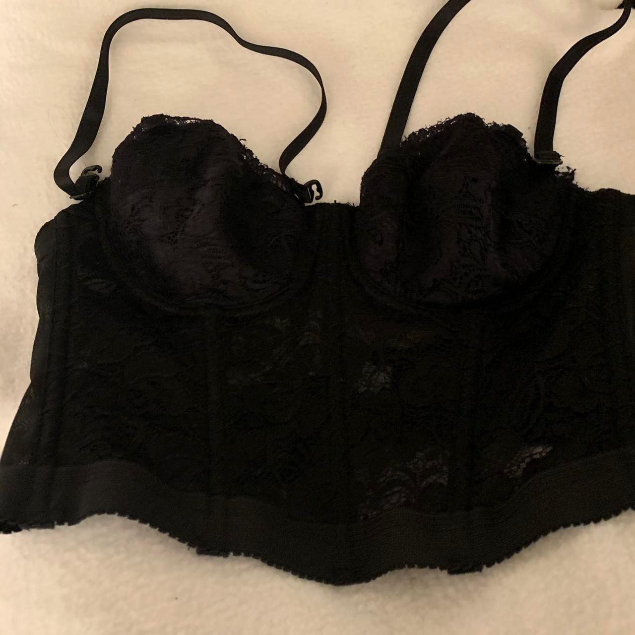 Brandy Melville Women's Silver And Black Bra | Depop