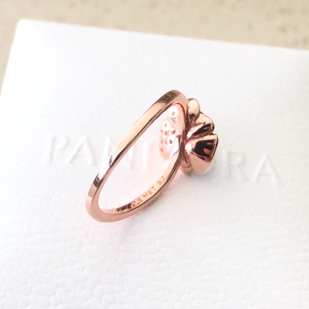 Pandora Deep Purple Pansy Flower, Rose Gold, Clear... Depop