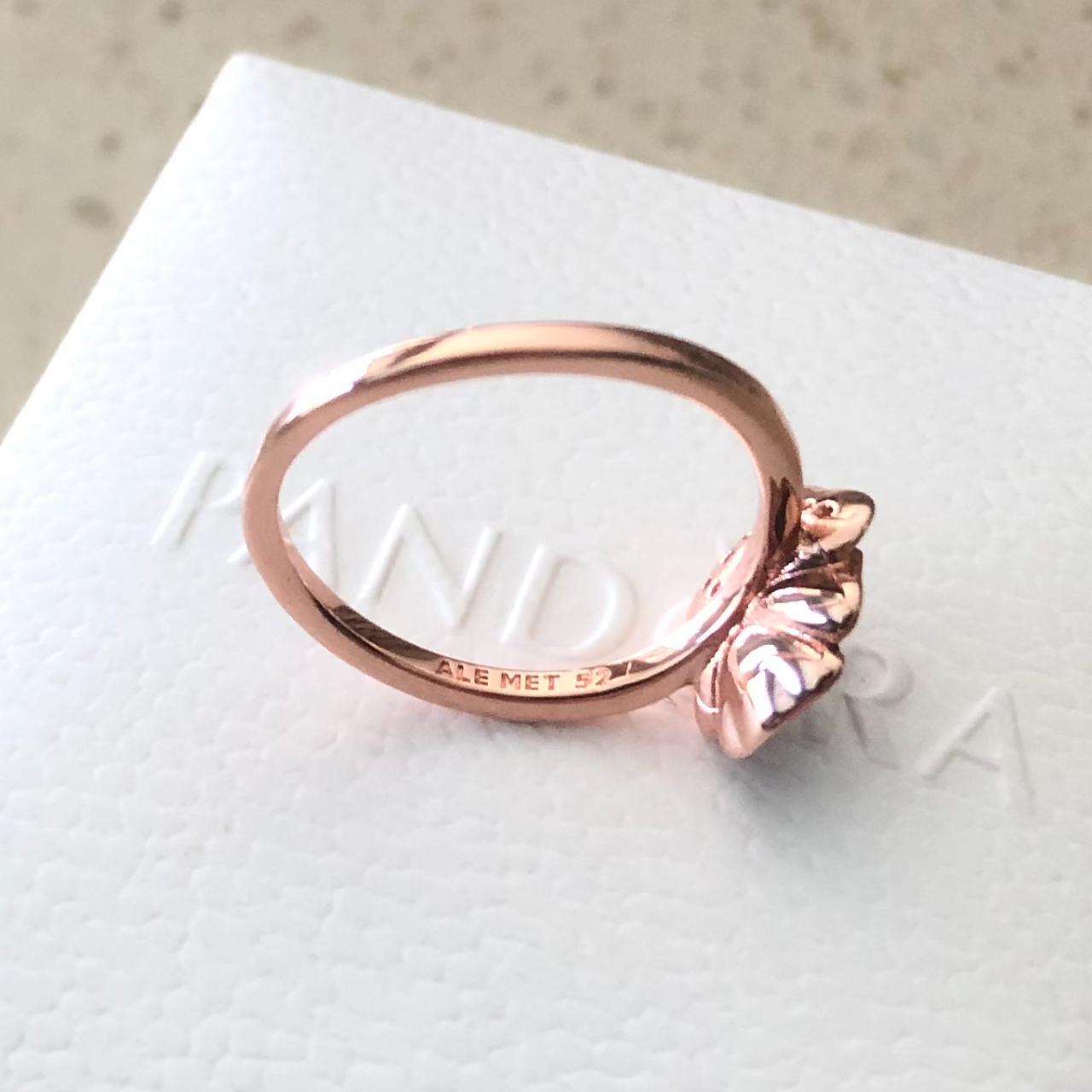 Pandora Deep Purple Pansy Flower, Rose Gold, Clear... Depop