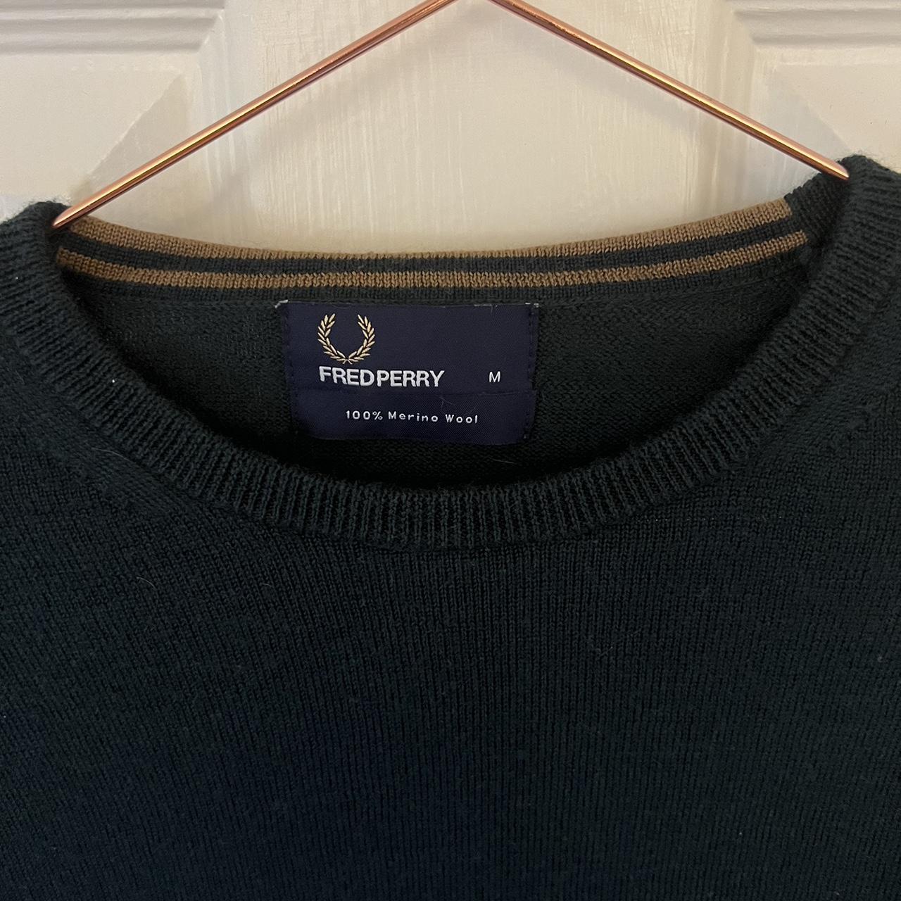 Fred Perry Merino Wool Jumper Medium Green... - Depop