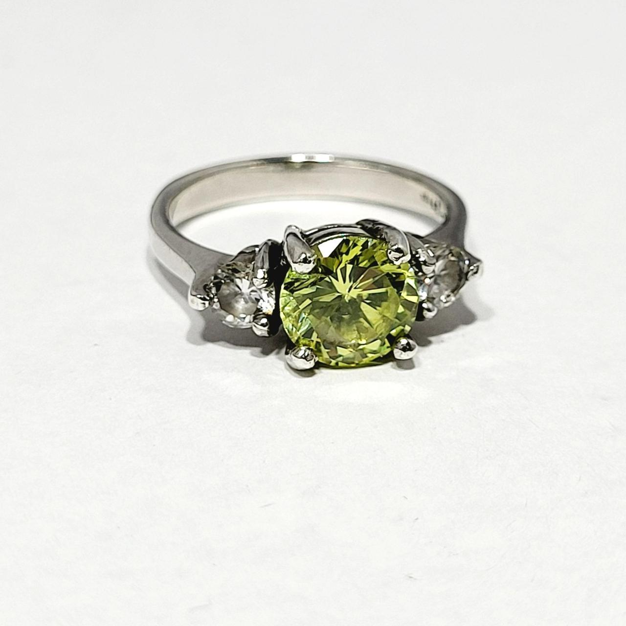 Three Stone Round Cut Green Peridot W Accents Depop three-stone-round-cut-green-peridot-w-accents-depop