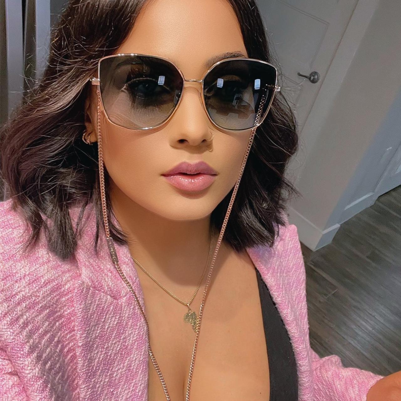 Givenchy sunglasses with chain, worn lightly and in... Depop