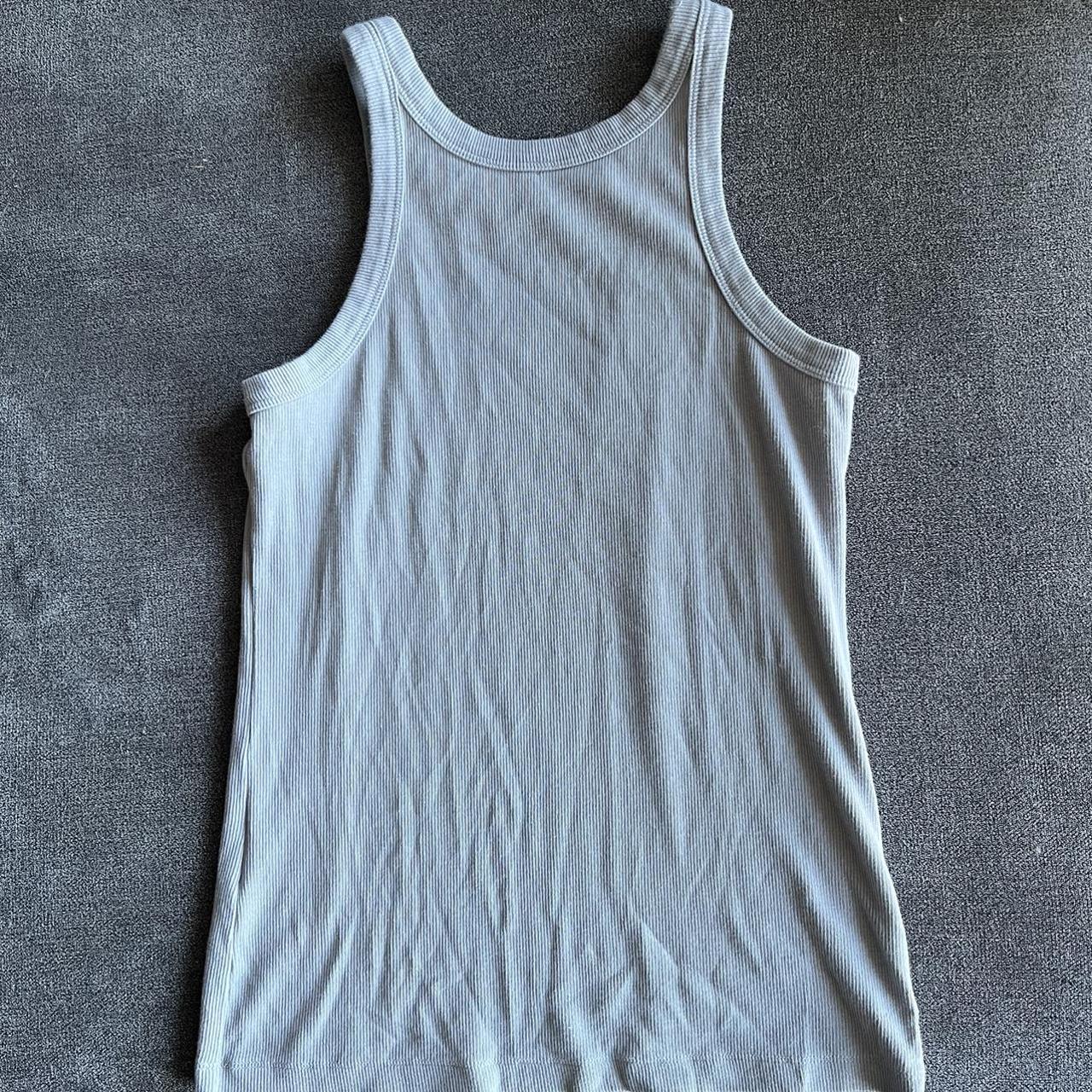 Toteme Blue Curved Rib Tank Top - looks more grey in - Depop