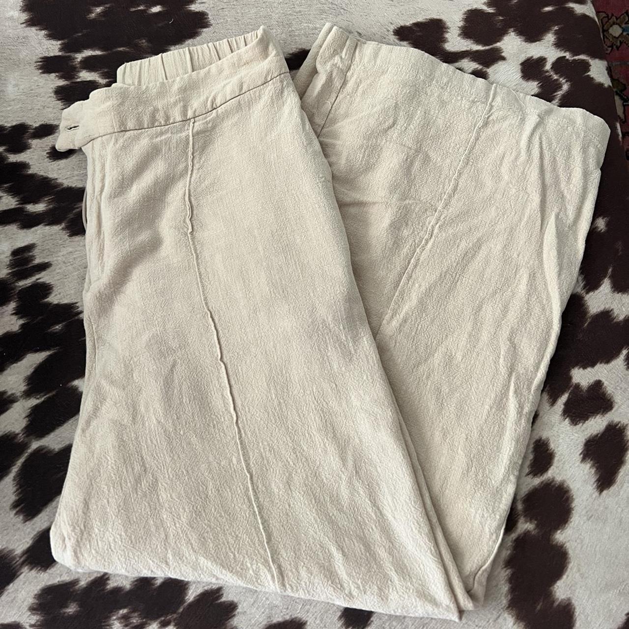 cross front linen pants - worn once! - Depop