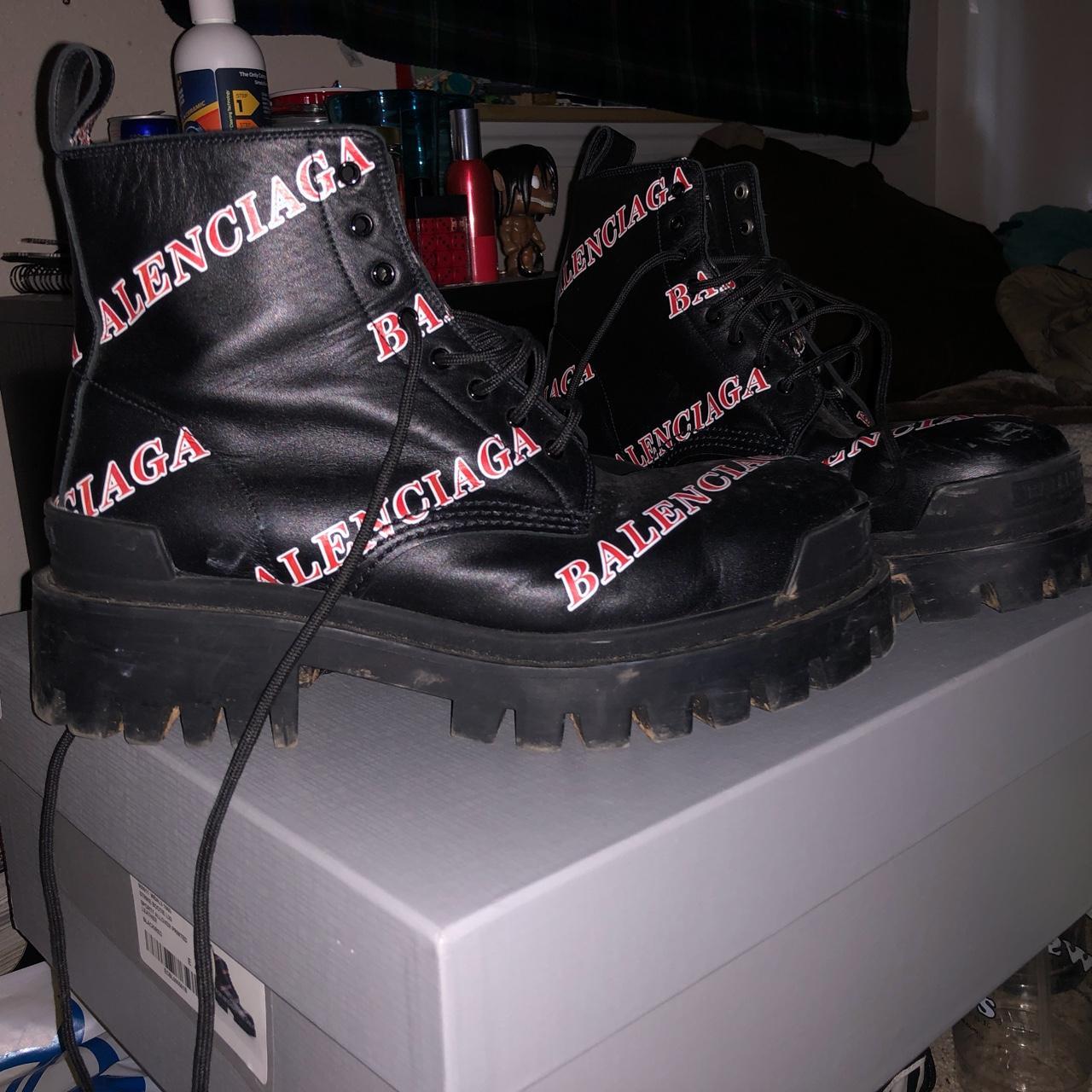 Balenciaga, Shoes, Balenciaga Black Red Strike Boots