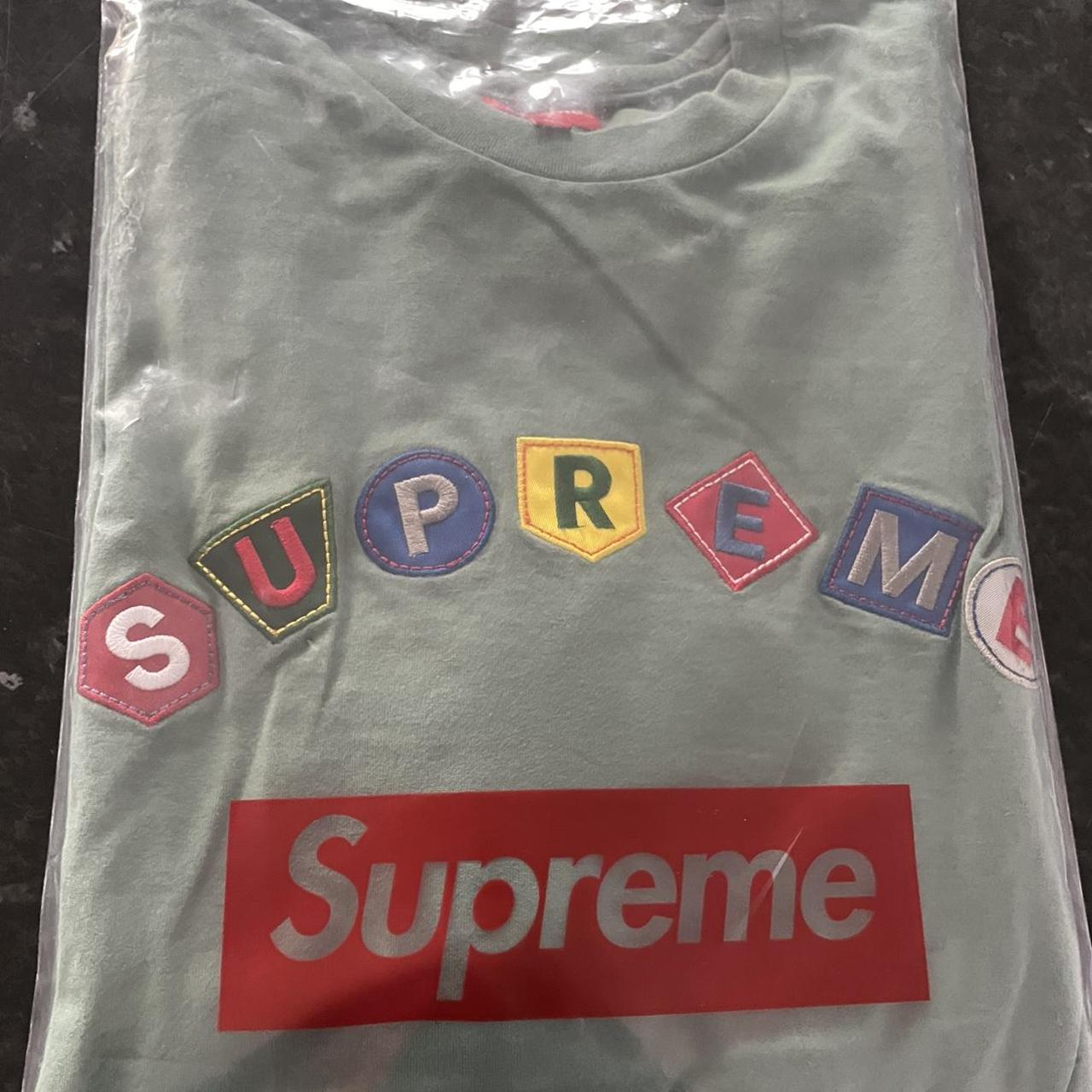 Supreme Men's Green and Khaki T-shirt | Depop