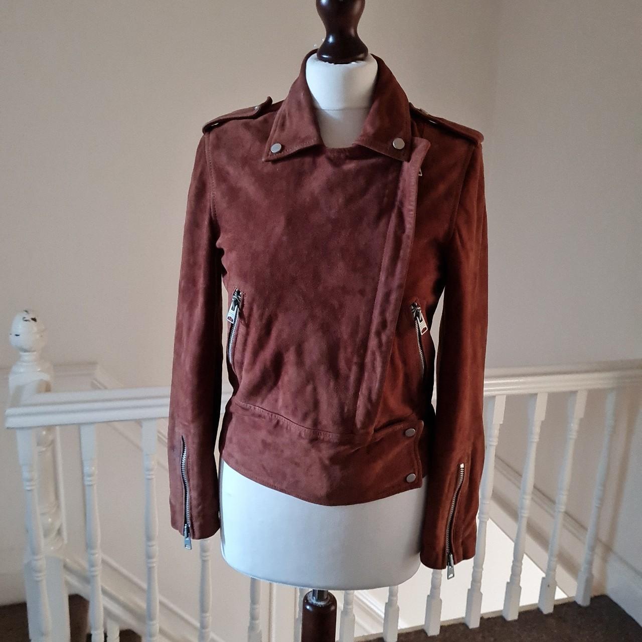 All Saints brown suede Biker Jacket (Holme model) a... - Depop