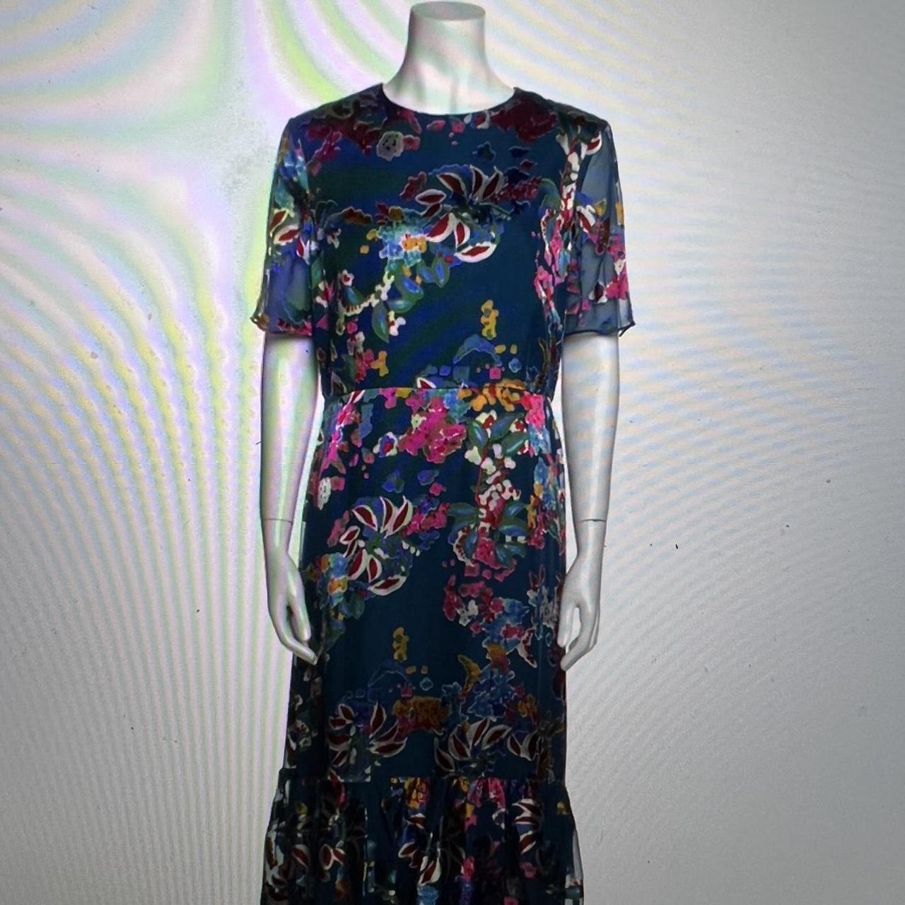 SALONI Floral Long Dress Blue floral print short... - Depop