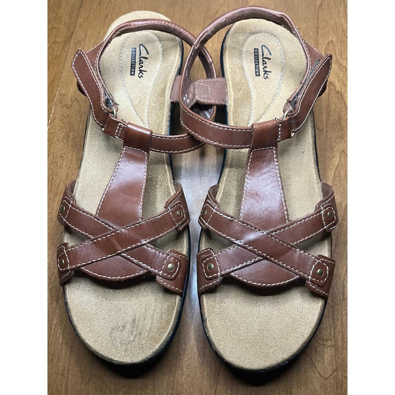 Clarks Collection Brown Leather Sandals Women's Size... - Depop