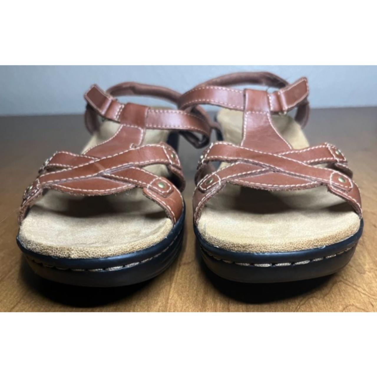 clarks-collection-brown-leather-sandals-women-s-size-depop