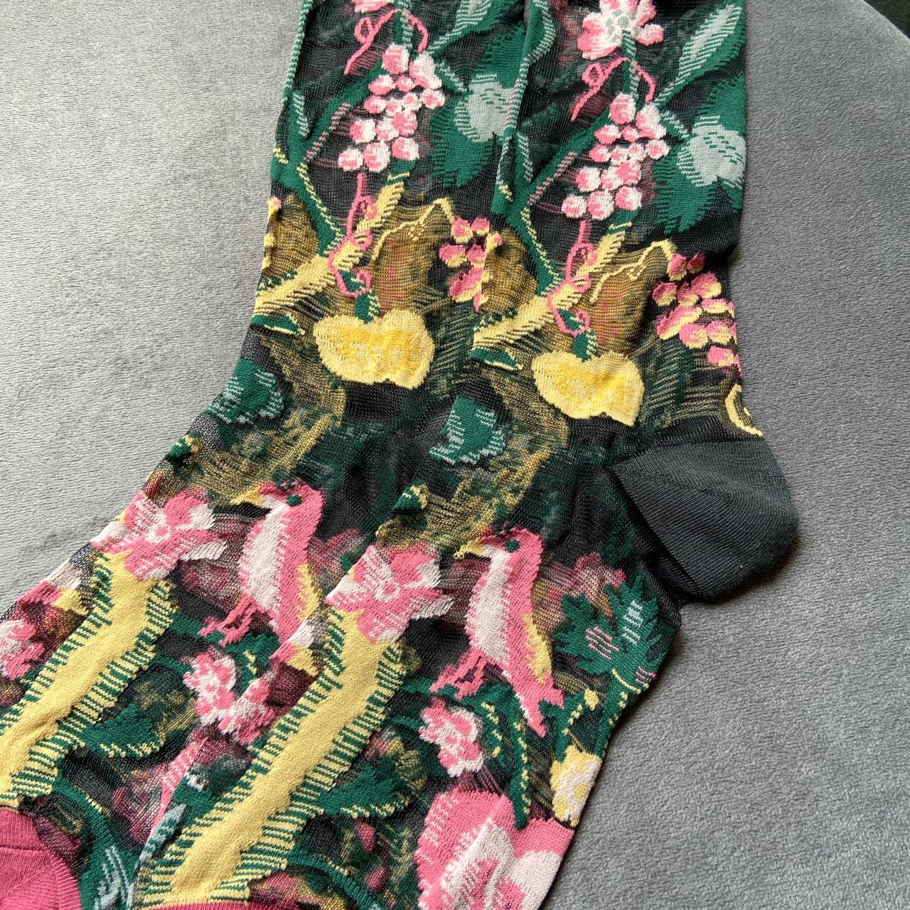 Sheer Black Ankle Socks With Colourful Floral Depop