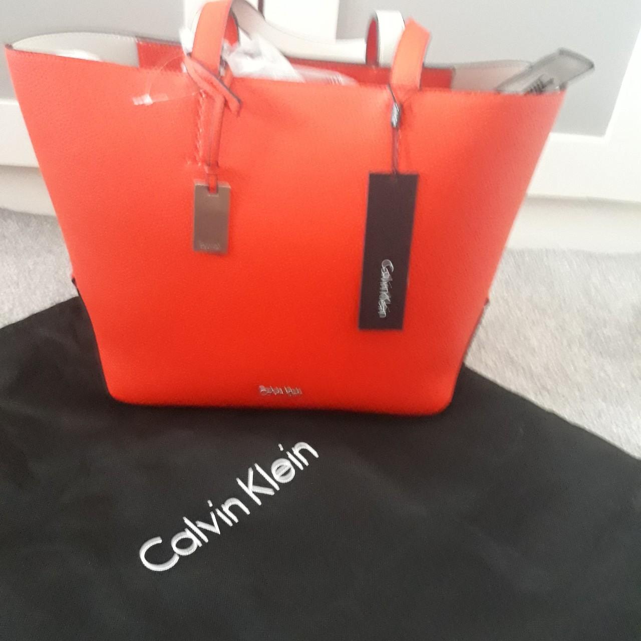 calvin klein orange tote bag