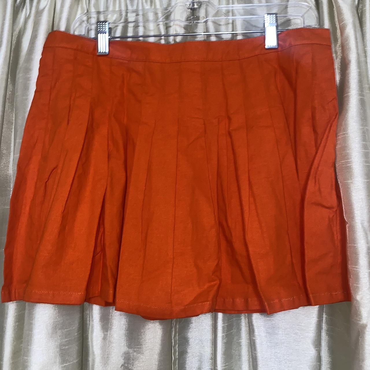 Orange Pleated Skirt Depop 1365