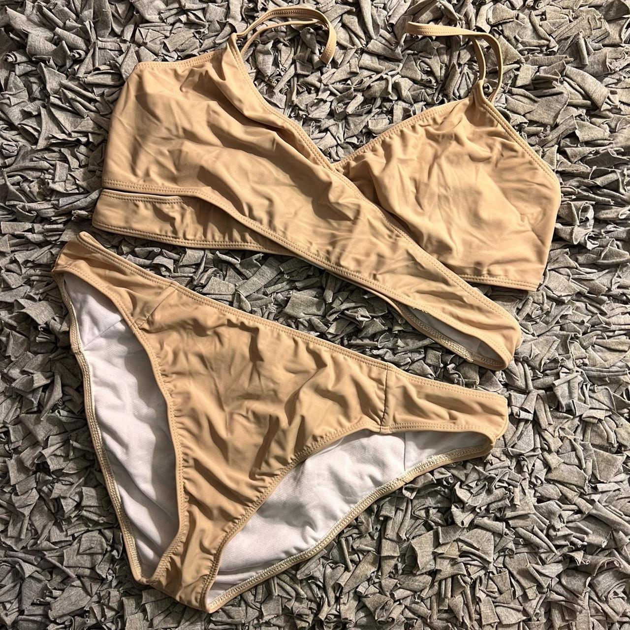 Boohoo Women's Cream and Tan Bikinisandtankinisets Depop