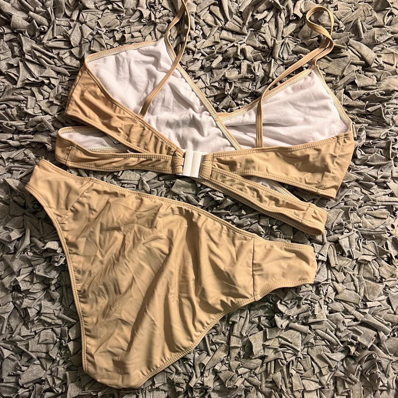 Boohoo Women's Cream and Tan Bikinisandtankinisets Depop