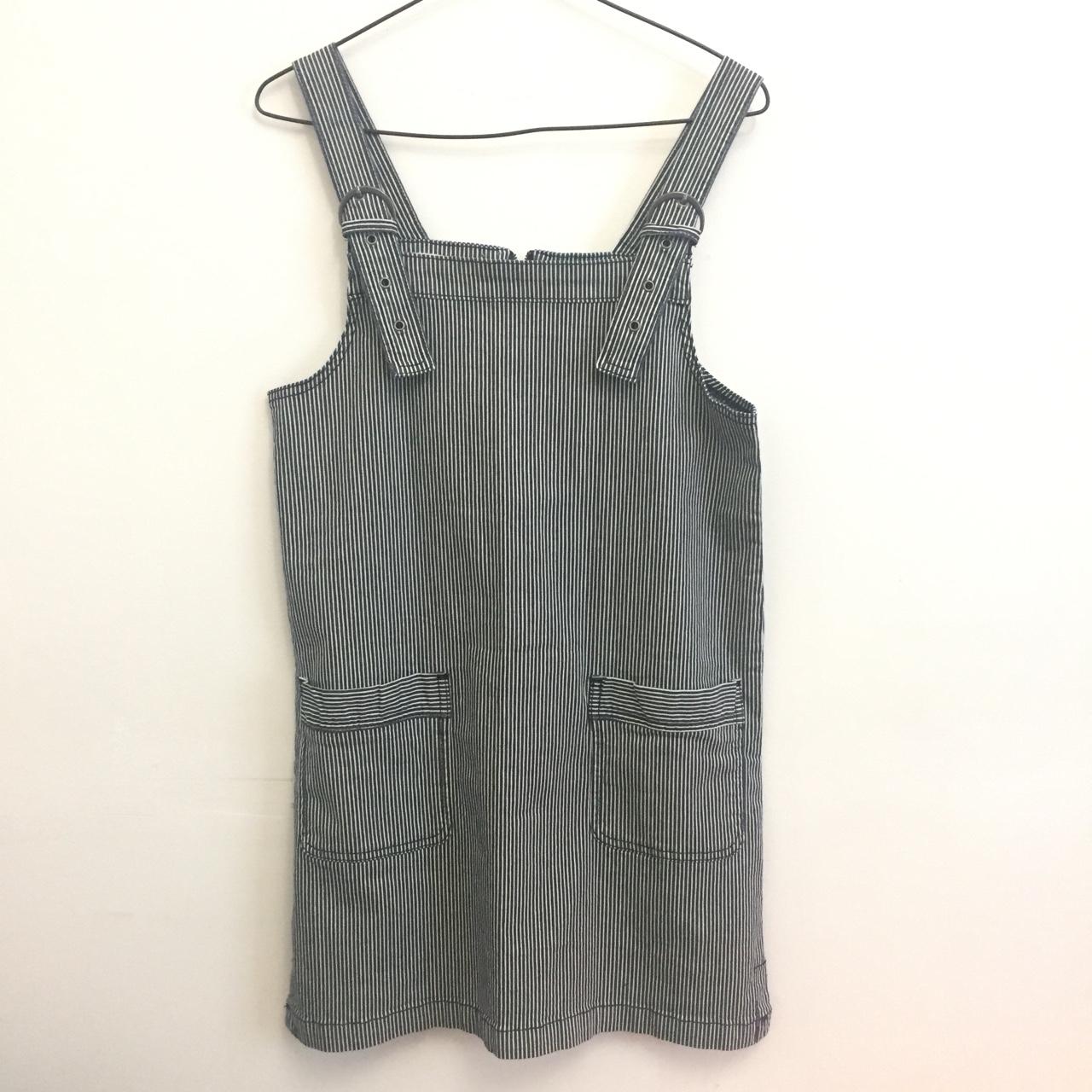 Billabong navy and white striped pinafore Depop