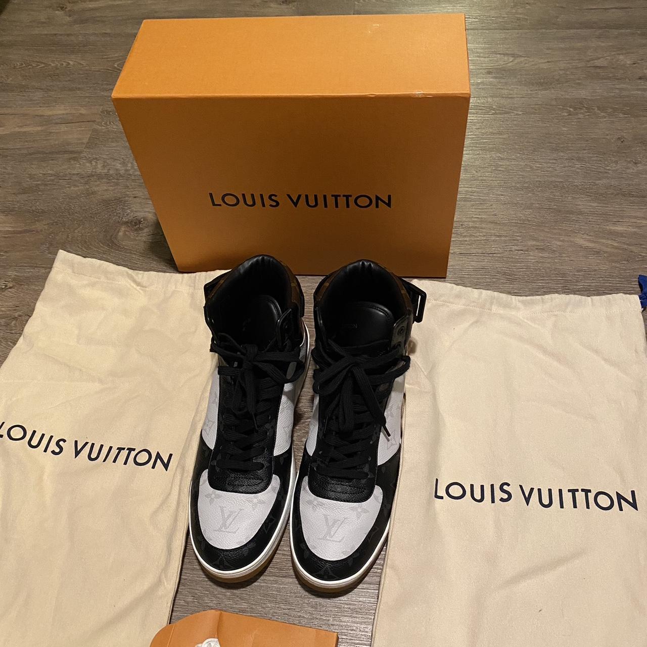 Louis Vuitton Rivoli sneakers blue denim Lv print sz 9 1/2 uk 10 1/2