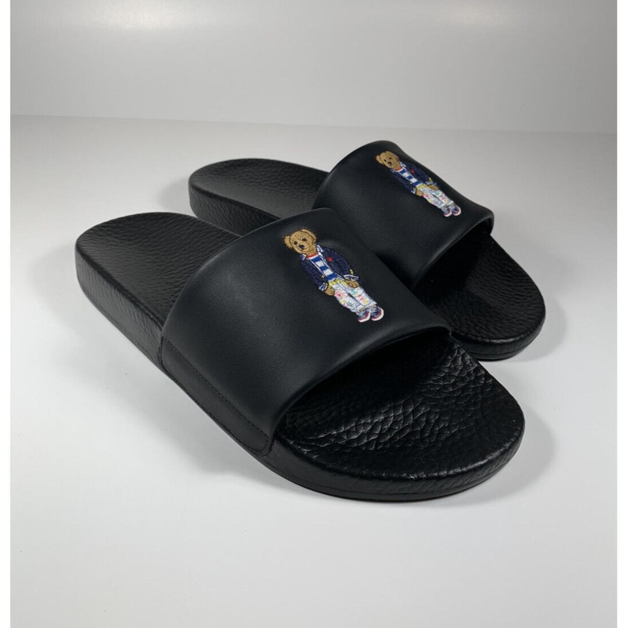 Polo Ralph Lauren Men's Black Slides | Depop