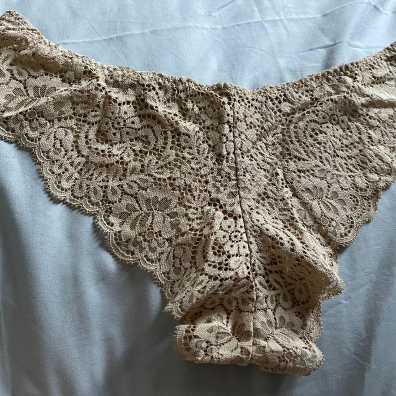 Asda Beige Lace Thong These panties are a... Depop