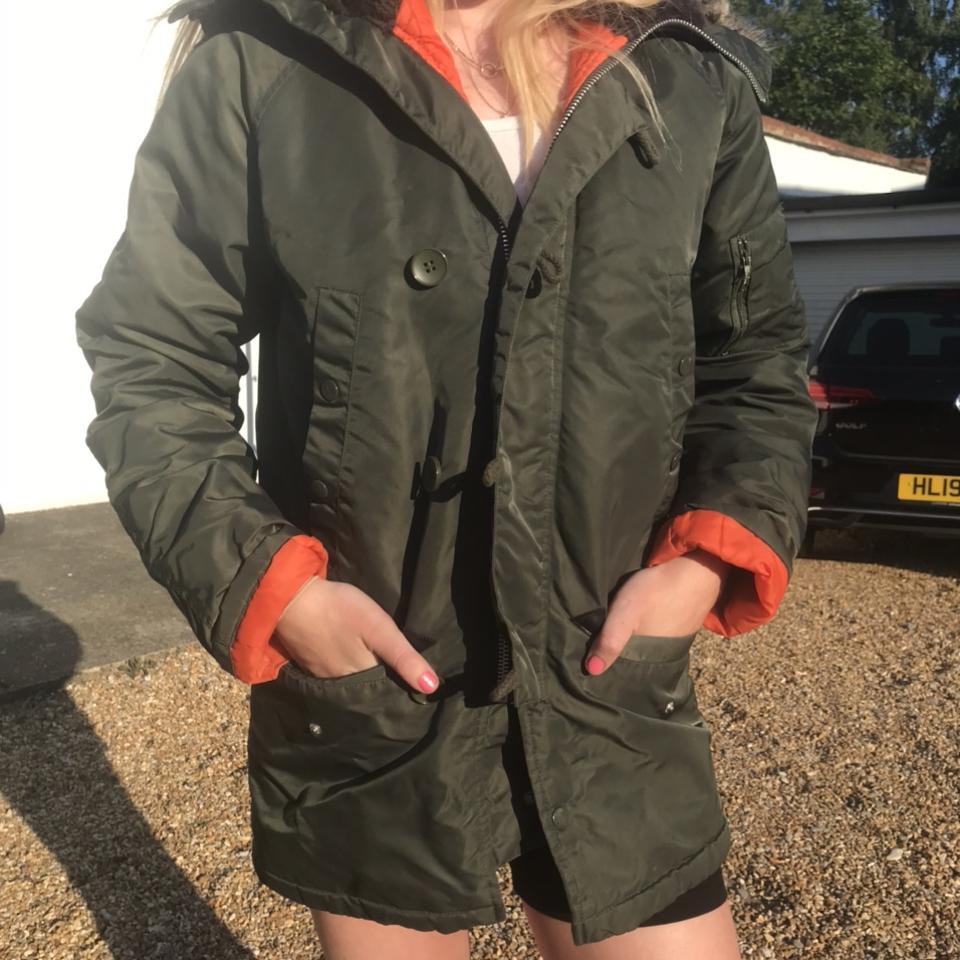 parka jacket orange lining