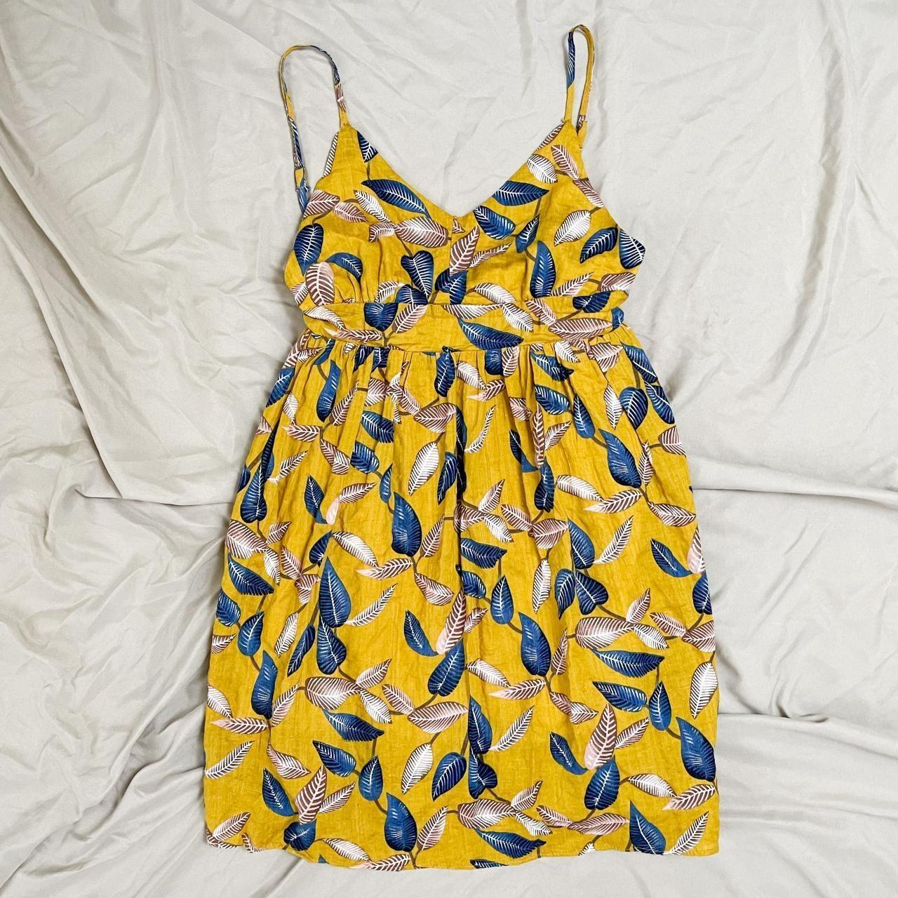 OAK+FORT 100% cotton mustard yellow leaf open back... - Depop