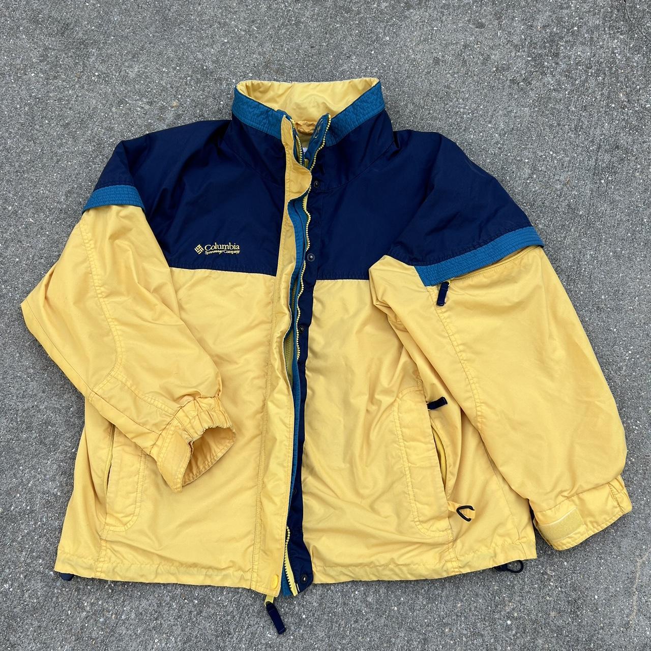 Columbia Sportswear Women's Yellow and Navy Jacket | Depop