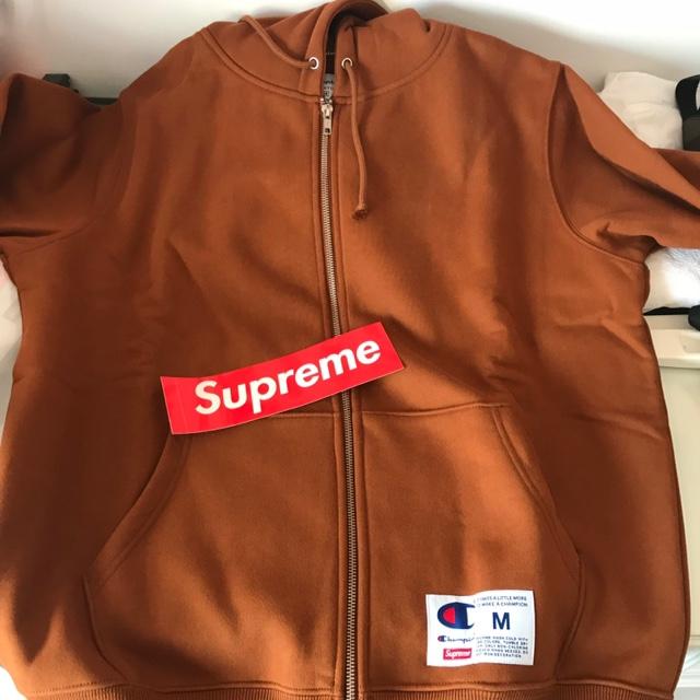 Brown Supreme X Champion Arc Logo Hoodie. Unused And... - Depop