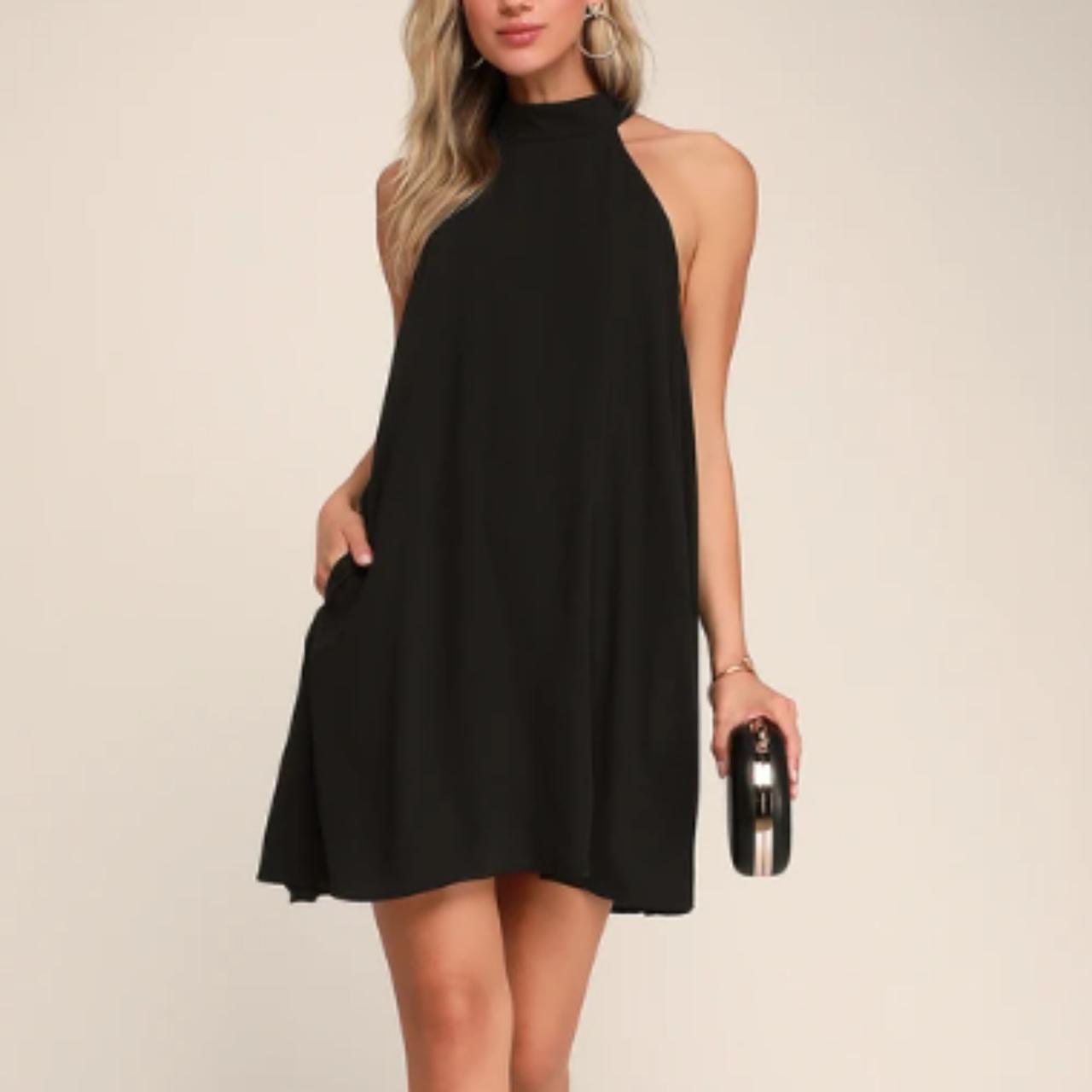 Black halter swing dress hotsell