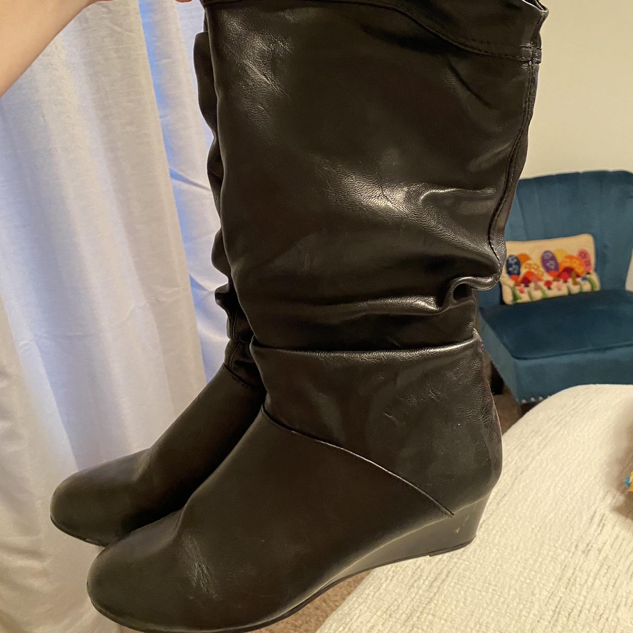 black-leather-knee-high-boots-slight-heel-depop