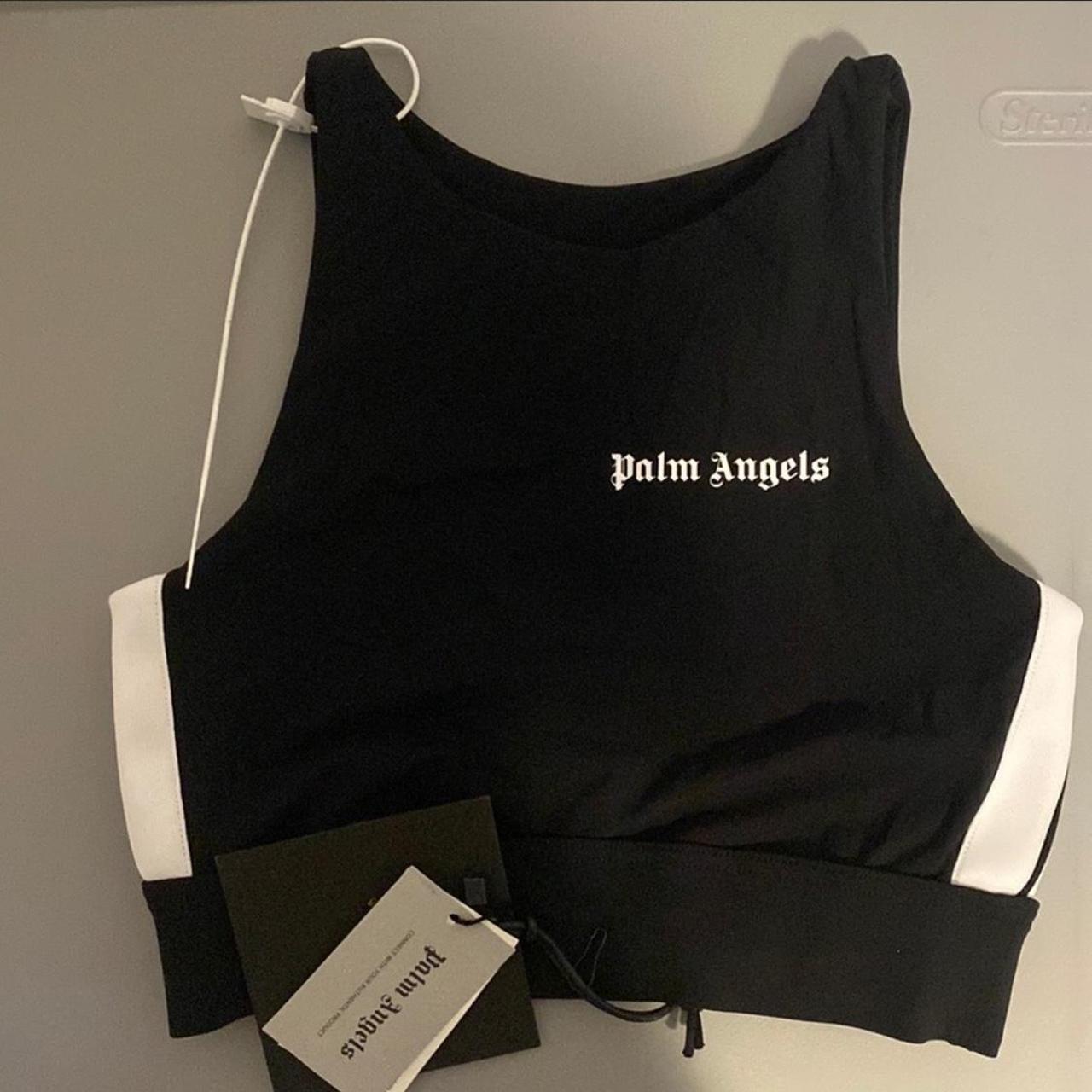 Palm Angels Women's Black and White Crop-top