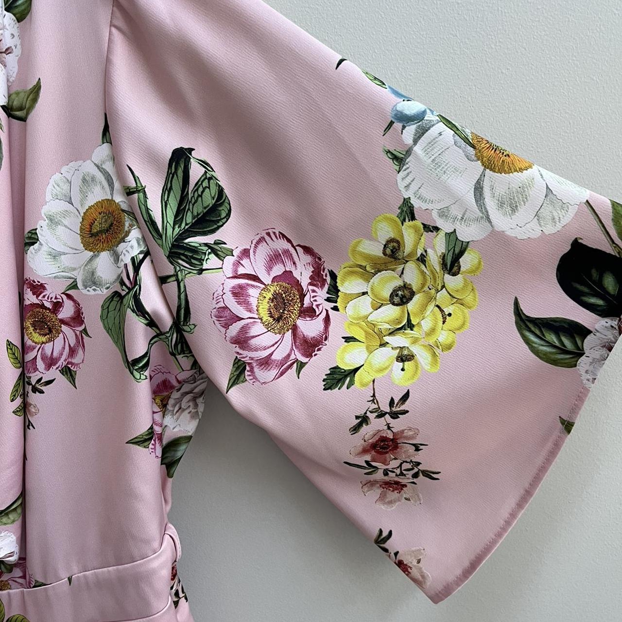 Sheike front tie playsuit, pink floral. Size 14.... - Depop