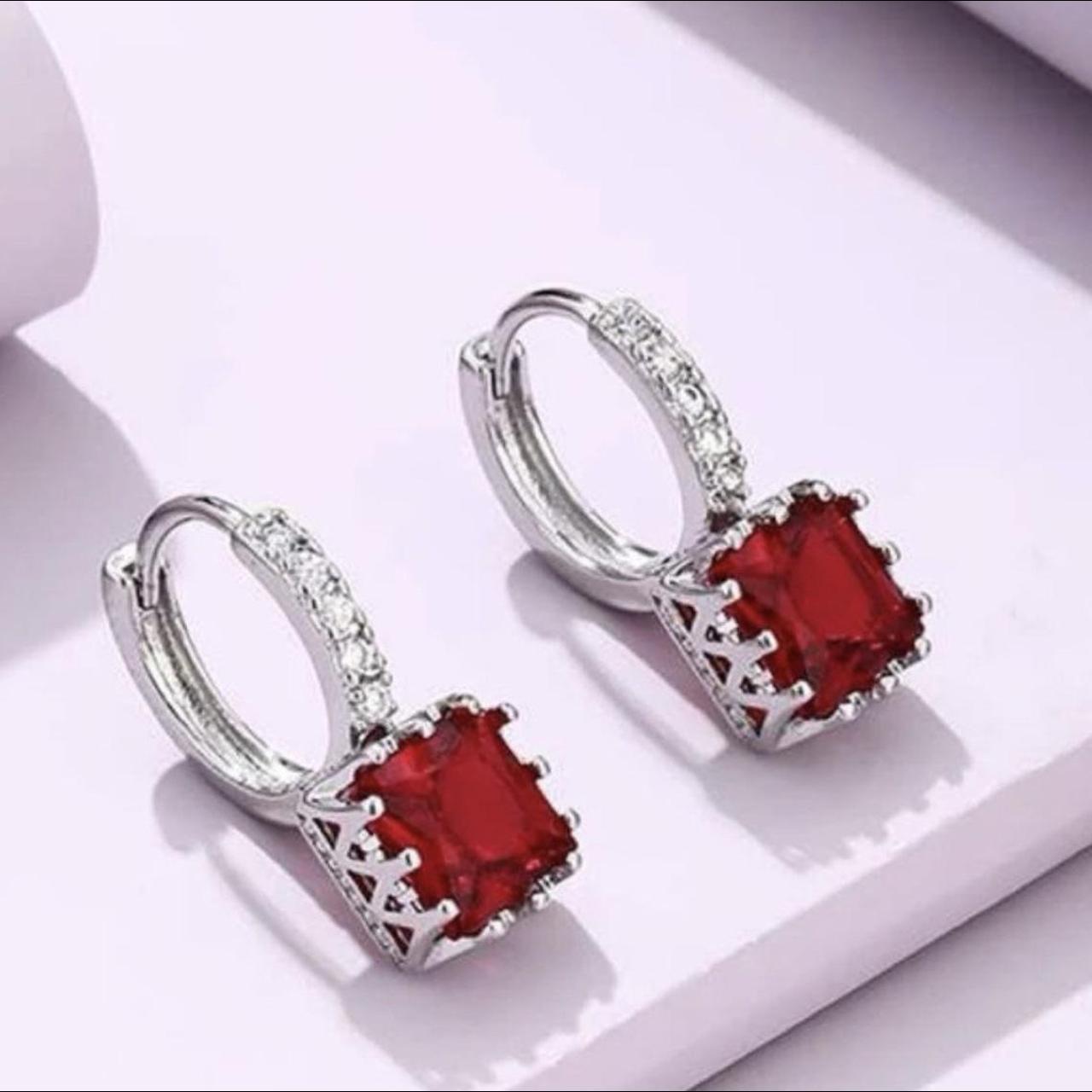 Product Image 1 - New. Red gemstone earrings .