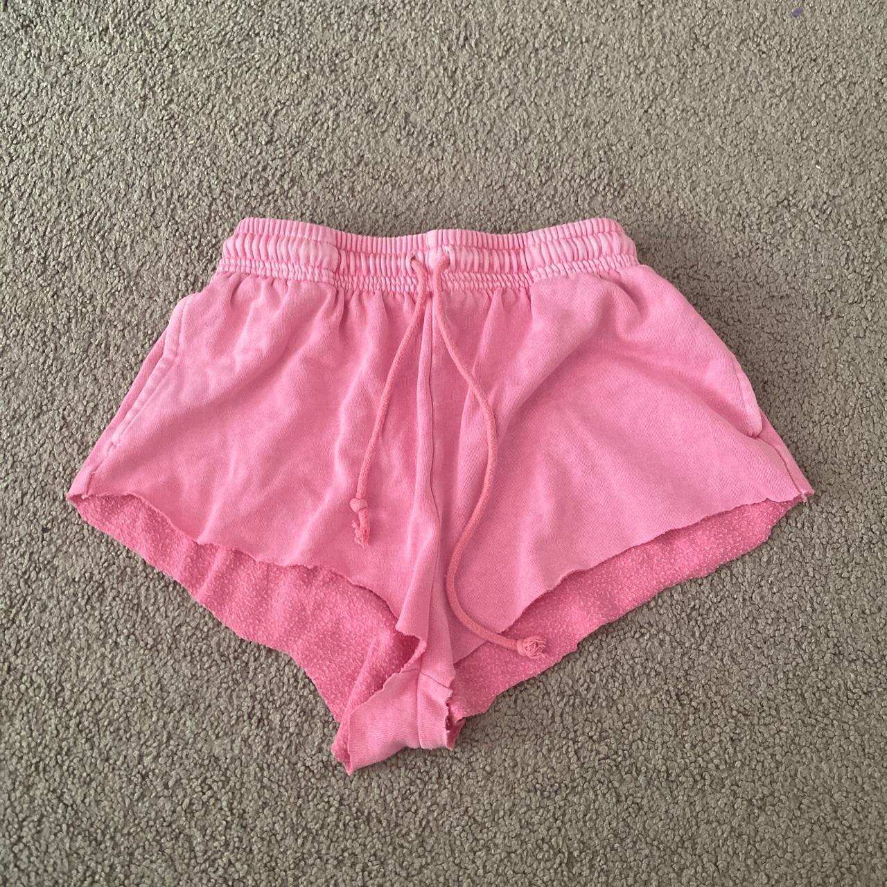 Brandy Melville Women's Pink and White Shorts | Depop