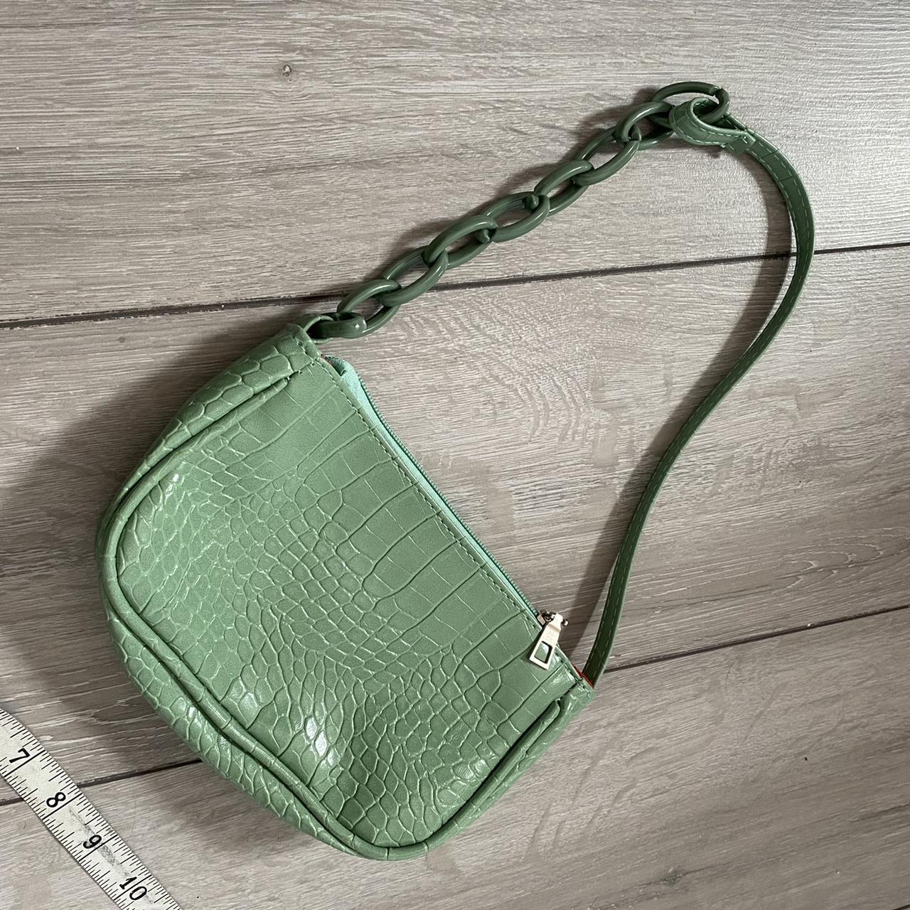 Leather Chain Strap Bag - Sage Green