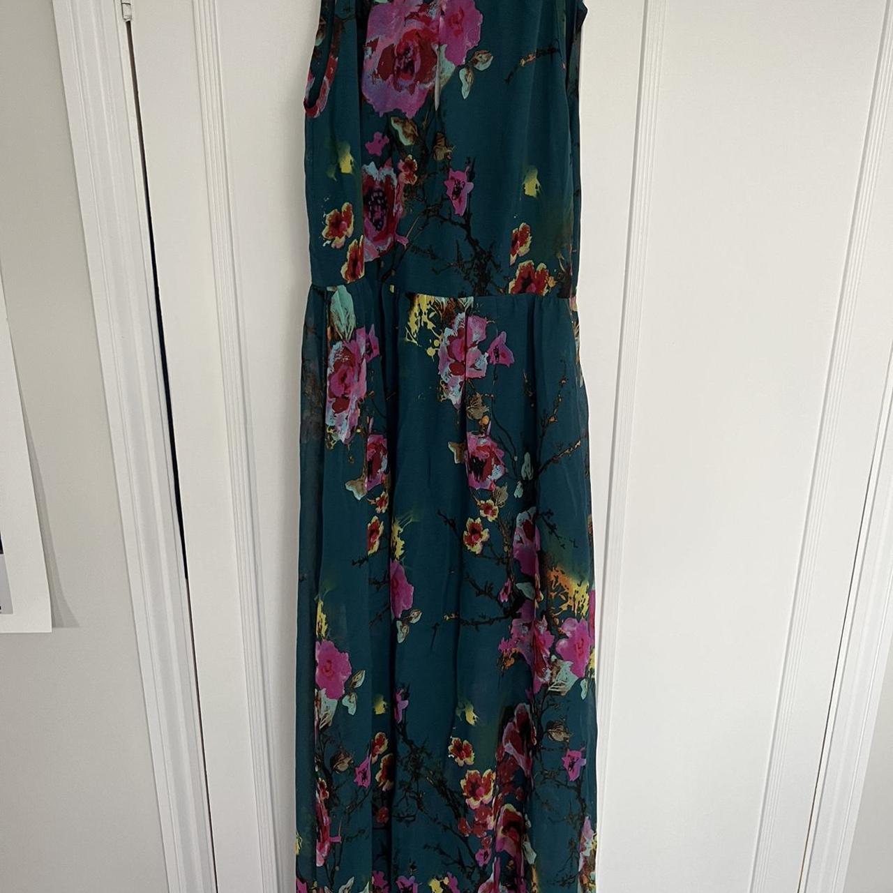 Brand new maxi dress. Emerald green and floral - Depop