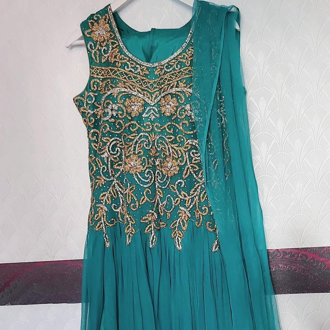 Beautiful sea green frock dress Party wear Size... Depop