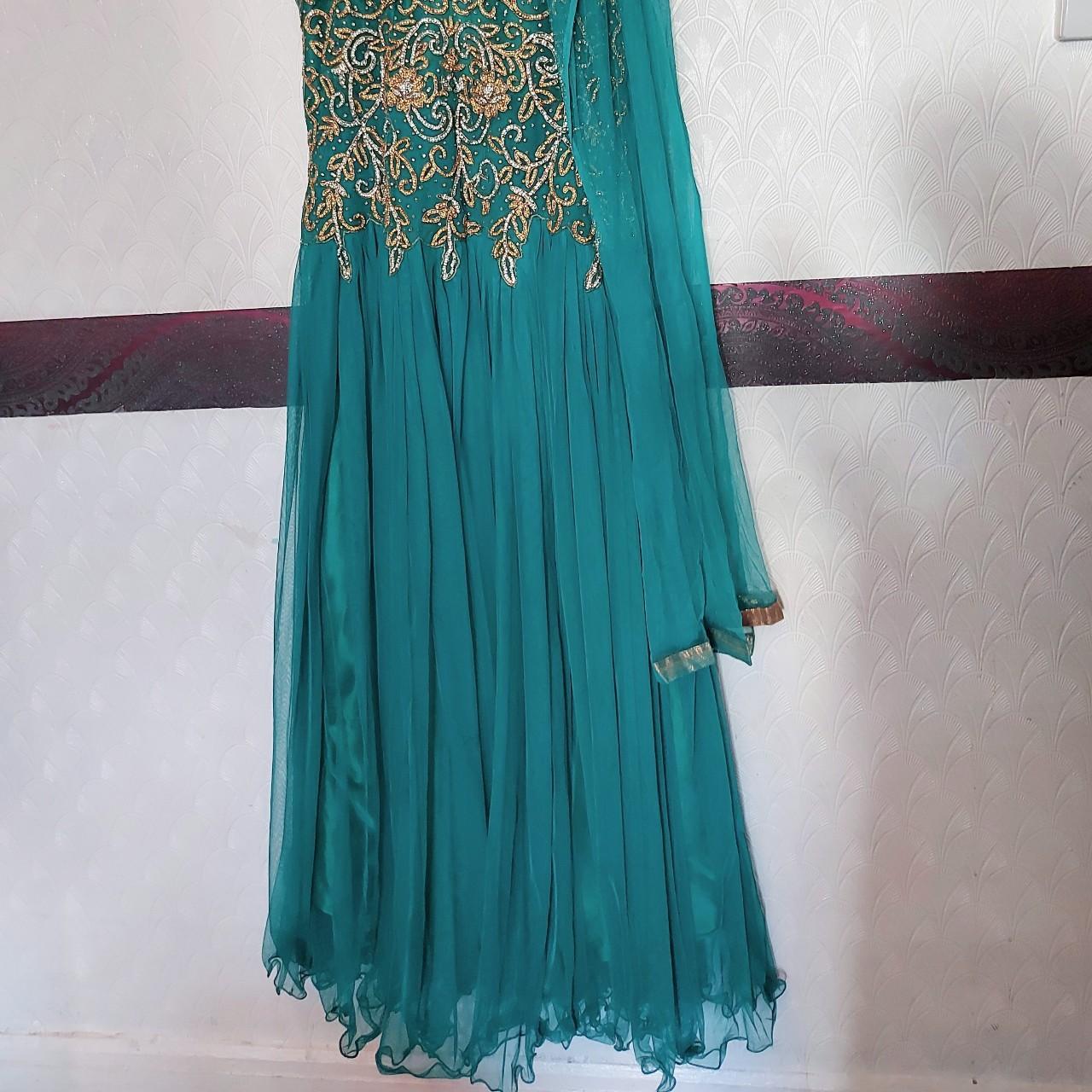 Beautiful sea green frock dress Party wear Size... Depop