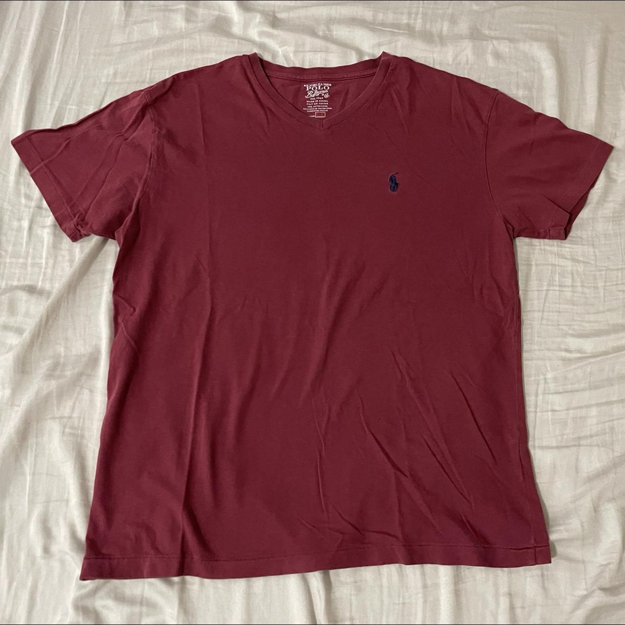 Polo Ralph Lauren Men's Red and Burgundy T-shirt | Depop