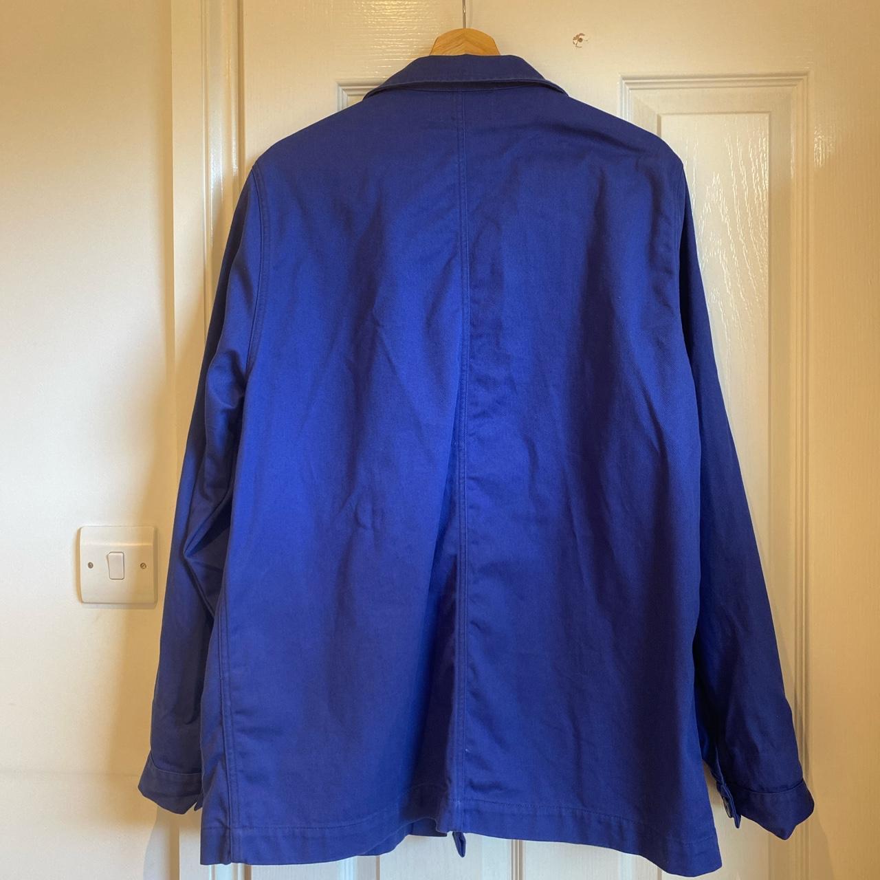 Cotton twill French chore jacket in vivid, cobalt... - Depop