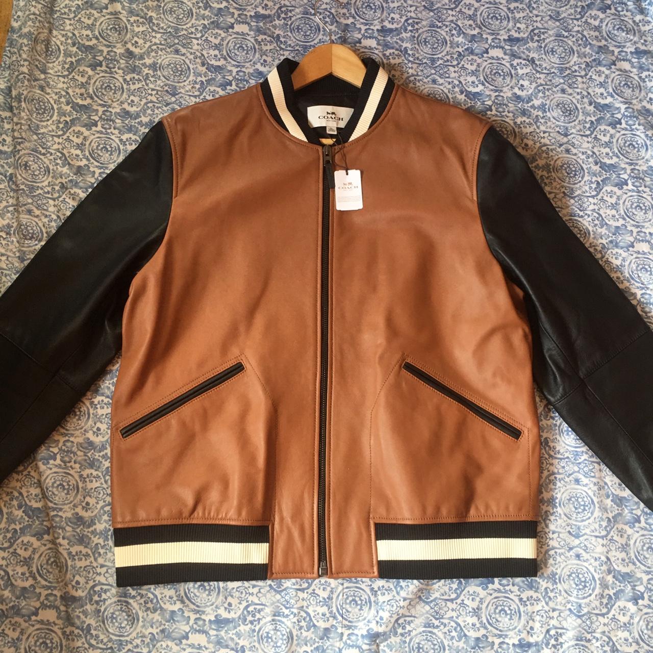 Coach Men's leather baseball jacket Real leather - Depop