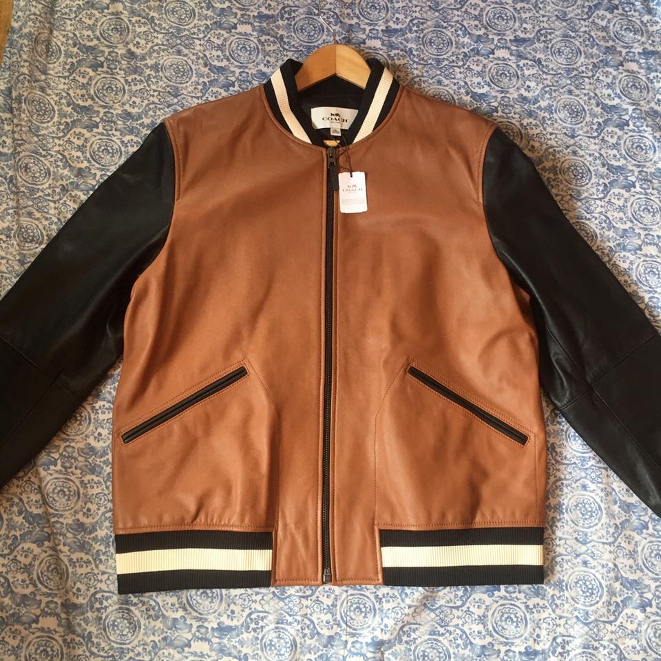 Coach Men s leather baseball jacket Real leather. Depop