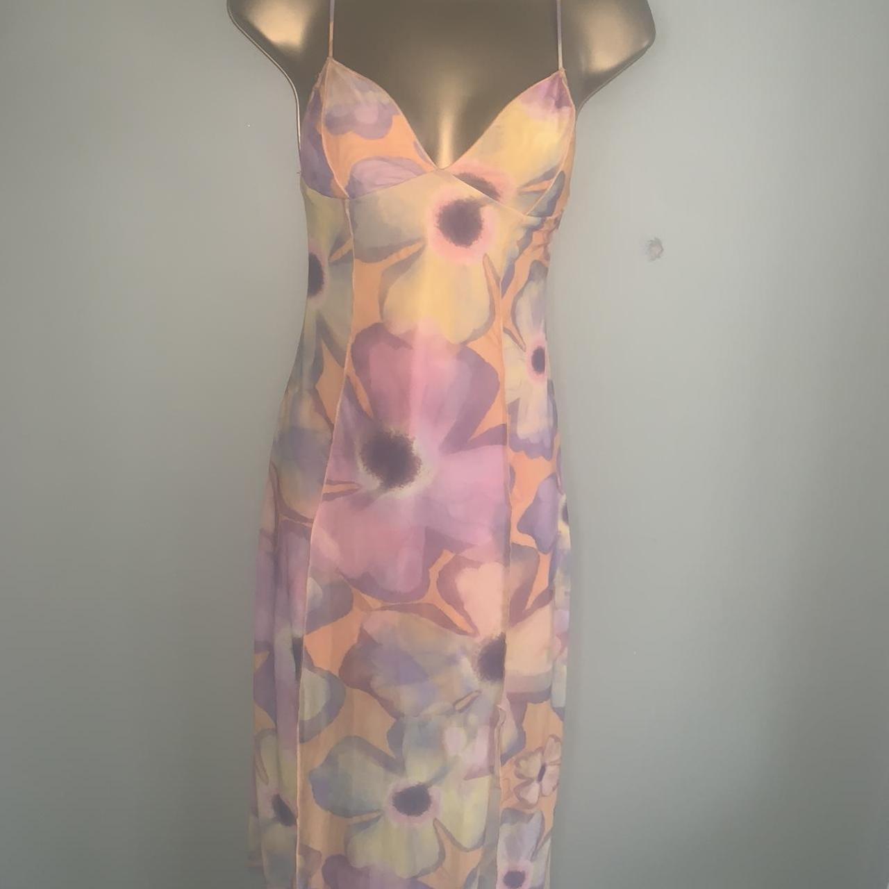 Bershka Women's Pink and Orange Dress Depop