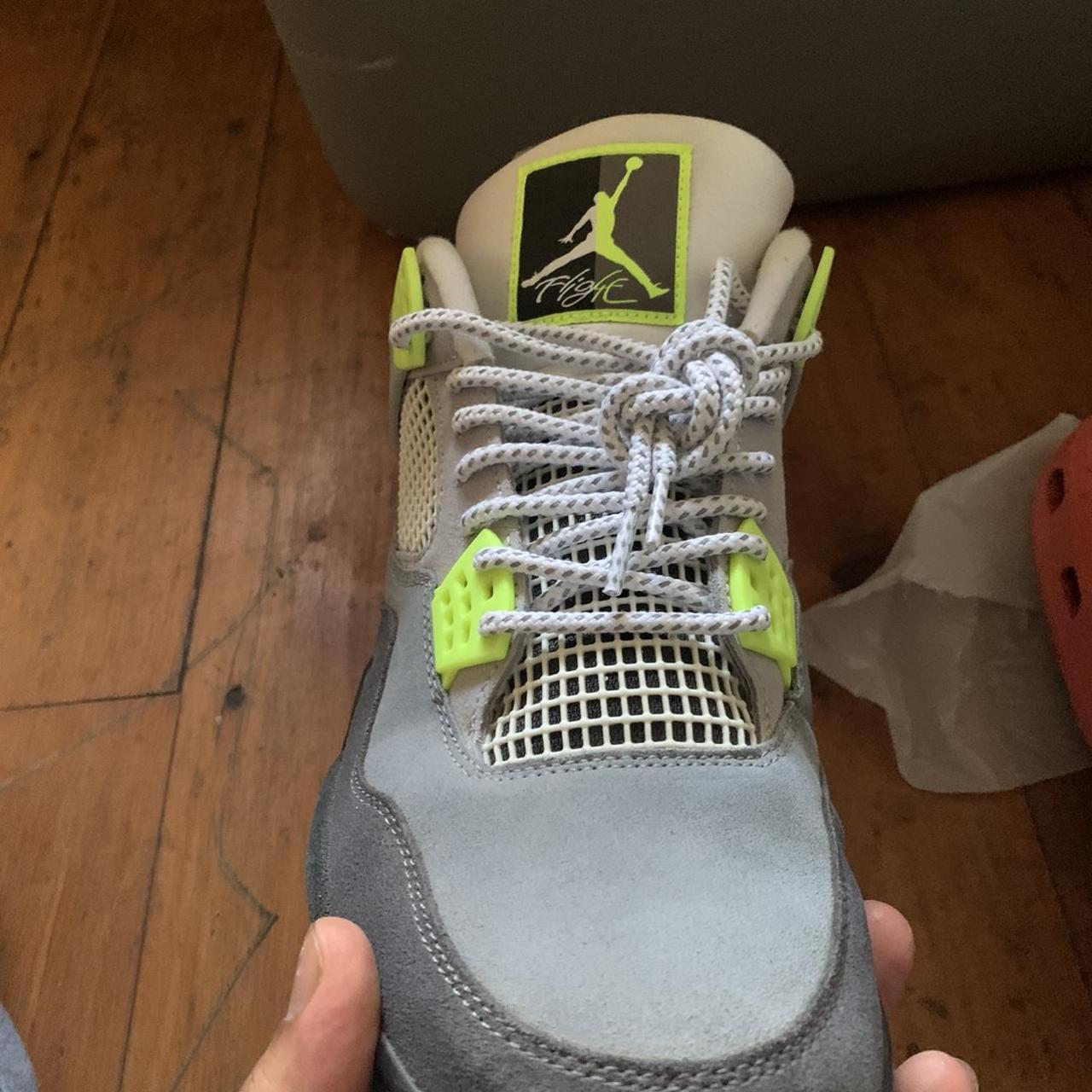 jordan 4 gray and neon green