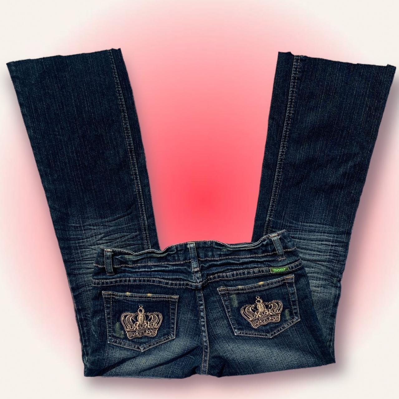Y2k lowrise jeans 🦋⛓ dark wash grunge faded jeans... Depop