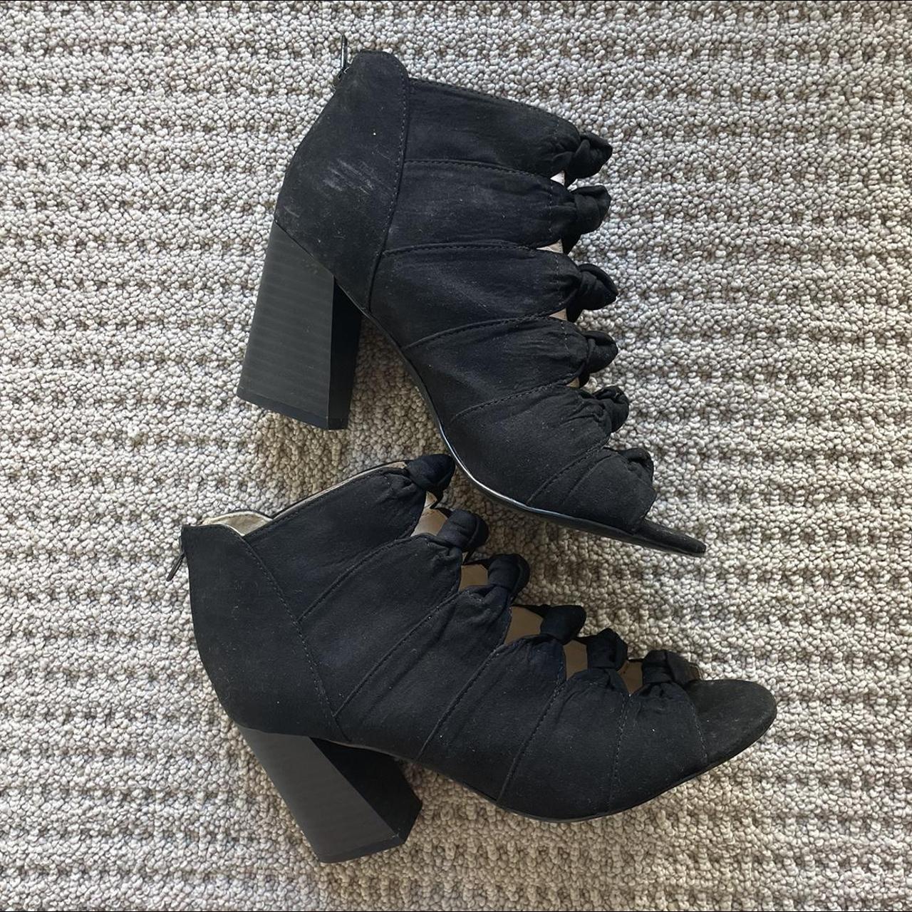 Black strappy outlet bootie heels