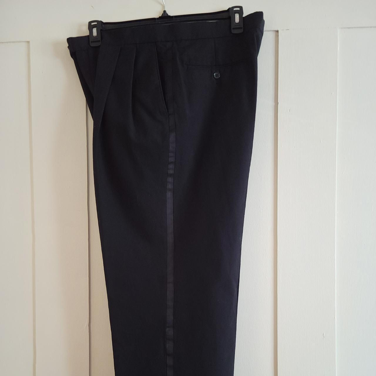 Men s Black Tuxedo Pants Pleated Satin Stripe... - Depop